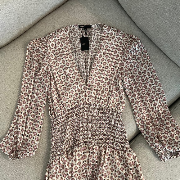 Women's Geometric Print Cinched Waist Maxi Dress Size 38 (US 6) - Picture 10 of 13